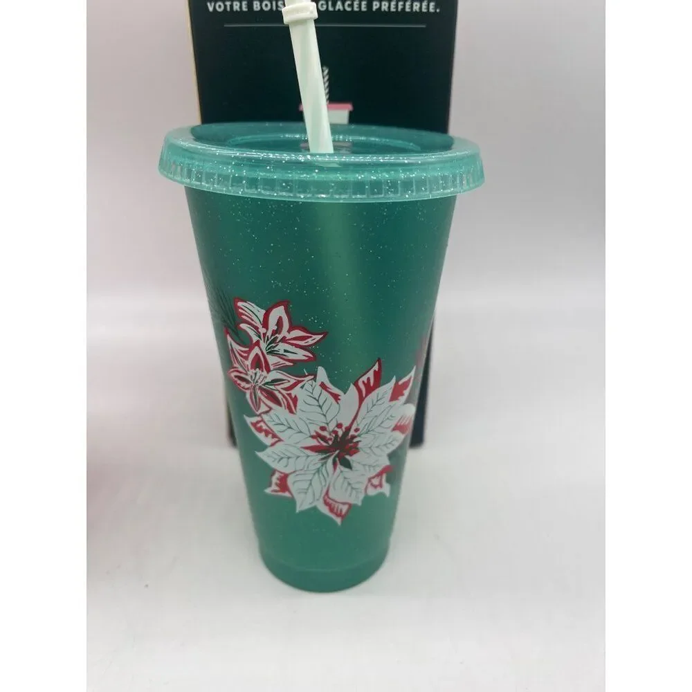 Starbuck Reusable Cold Cups With Lids And Straws Set of 4